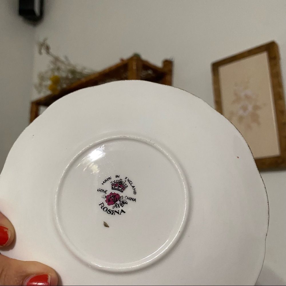 Vintage Floral Glass Teacup Dish Plate - Picture 3 of 3